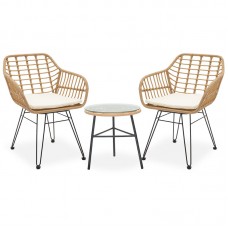 Σαλόνι κήπου Gaus-Naoki σετ 3τεμ pakoworld μέταλλο μαύρο-pe φυσικό.