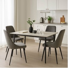 Τραπεζαρία Azori-Gustas pakoworld σετ 5τεμ sintered stone-μαύρο-ανθρακί 120x60x75εκ Τραπεζαρία Azori-Gustas pakoworld σετ 5τεμ sintered stone-μαύρο-ανθρακί 120x60x75εκ