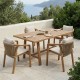 Τραπεζαρία Malibu pakoworld μασίφ ξύλο ακακίας 160x90x75εκ Σετ 5τεμ