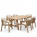 Τραπεζαρία Malibu pakoworld μασίφ ξύλο ακακίας 180x90x75εκ Σετ 7τεμ