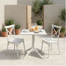 Τραπεζαρία Groovy Crossie pakoworld σετ 3τεμ λευκό PP 60x60x76εκ