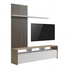 Σύνθετο σαλονιού Delfina pakoworld σε sonoma με λευκή απόχρωση 190x40x199.5εκ