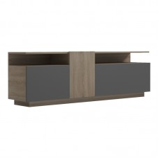 Έπιπλο τηλεόρασης Vendora pakoworld σε sonoma-ανθρακί απόχρωση 150x29.5x46.3εκ