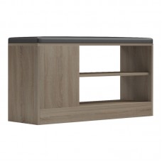 Παπουτσοθήκη-σκαμπό Deboule pakoworld 8 ζευγών σε sonoma-μαύρη απόχρωση 90x30x46εκ