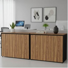 Ντουλάπια γραφείου χαμηλά επαγγελματικά Oscar pakoworld καρυδί-ανθρακί 240x40x80εκ