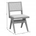 Καρέκλα Winslow pakoworld ξύλο rubberwood ανοικτό καρυδί-pvc rattan φυσικό-ύφασμα γκρι (2 ΤΜΧ)