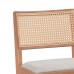 Σκαμπό bar Winslow pakoworld ξύλο rubberwood ανοικτό καρυδί-pvc rattan φυσικό-ύφασμα γκρι (2 ΤΜΧ)