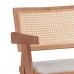 Σκαμπό bar με μπράτσα Winslow pakoworld ξύλο rubberwood ανοικτό καρυδί-pvc rattan φυσικό-ύφασμα γκρι (2 ΤΜΧ)