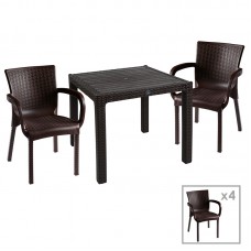 Τραπεζαρία κήπου Explore-Festive pakoworld σετ 5τεμ PP καφέ 90x90x73,5εκ