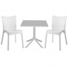 Τραπεζαρία κήπου Groovy-Confident pakoworld σετ 3τεμ PP λευκό 80x80x74,5εκ.