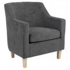 Πολυθρόνα Joyful pakoworld ύφασμα χρώμα ανθρακί-φυσικό 71x71x78εκ