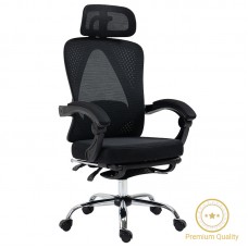 Καρέκλα γραφείου διευθυντή με υποπόδιο Titan pakoworld Premium Quality ύφασμα-mesh χρώμα μαύρο