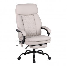 Καρέκλα γραφείου διευθυντή Sedici pakoworld με μηχανισμό massage- pu μπεζ-εκρού 72x63x115-123εκ