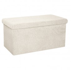 Σκαμπό-μπαούλο Forward pakoworld ύφασμα μπουκλέ ivory 76x38x37.5εκ