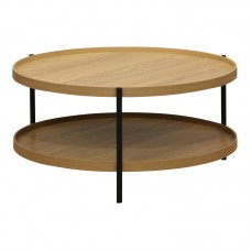 Τραπέζι σαλονιού Portogie pakoworld mdf φυσικό-μέταλλο μαύρο Φ80x40εκ