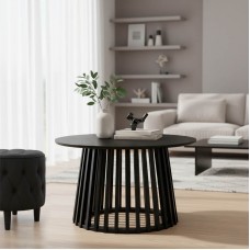 Τραπέζι σαλονιού Domonic pakoworld mdf σε μαύρη απόχρωση Φ80x45εκ