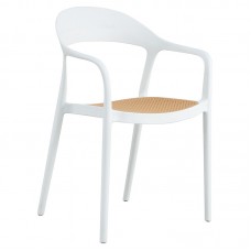 Πολυθρόνα Ember pakoworld με UV protection PP μπεζ- λευκό 52.5x56.5x81εκ.