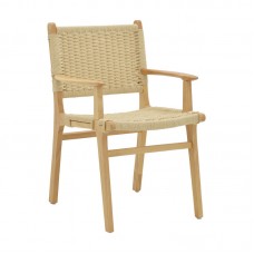 Πολυθρόνα Olivier pakoworld ξύλο οξιάς φυσικό-έδρα φυσικό σχοινί 62x60x85εκ