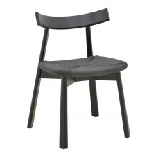 Καρέκλα Clareta pakoworld rubberwood-σχοινί σε μαύρη απόχρωση 53x55x79εκ