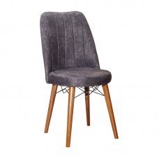 Καρέκλα Nevis I pakoworld ανθρακί antique ύφασμα-καρυδί πόδι (4 ΤΜΧ)