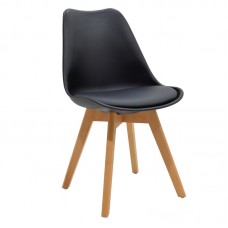 Καρέκλα Gaston pakoworld PP-PU μαύρο-φυσικό πόδι 53.5x48.5x83εκ Καρέκλα Gaston pakoworld PP-PU μαύρο-φυσικό πόδι 53.5x48.5x83εκ