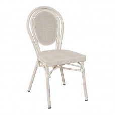 Καρέκλα Nacia pakoworld στοιβαζόμενη αλουμίνιο-textilene λευκό 45x59x85εκ