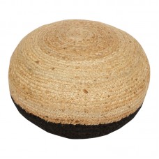 Σκαμπό Brana Inart γιούτα σε φυσική και μπλε απόχρωση Φ40x30εκ