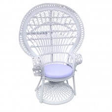 Πολυθρόνα Dorothy Inart με λευκό μαξιλάρι-λευκό rattan 115x57x150εκ