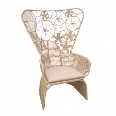 Πολυθρόνα Jake Inart με μπεζ μαξιλάρι-φυσικό rattan 110x82x145εκ