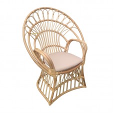 Πολυθρόνα Boloni Inart με μπεζ μαξιλάρι-φυσικό rattan 100x67x120εκ