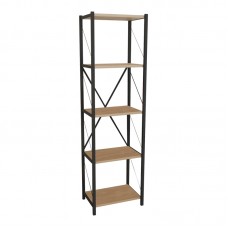 Βιβλιοθήκη Glase pakoworld oak μελαμίνης-μαύρο μέταλλο 40x30x150εκ