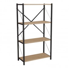 Βιβλιοθήκη Jackrey pakoworld oak μελαμίνης-μαύρο μέταλλο 60x30x114εκ