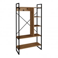 Έπιπλο εισόδου Feranda pakoworld με ράφια oak με μαύρο μεταλλικό σκελετό 88x34x180εκ