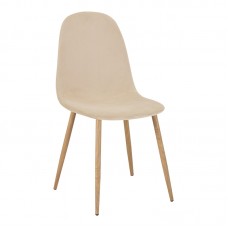 Καρέκλα Bella pakoworld μπεζ ύφασμα-πόδι φυσικό μέταλλο 43x52x88εκ