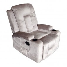 Πολυθρόνα relax Gessel pakoworld βελούδο σε γκρι απόχρωση 80x90x98εκ