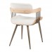 Πολυθρόνα Cameo pakoworld μέταλλο μπρονζέ-white-wash ξύλο-μπέζ ύφασμα 53x49.5x75.5εκ