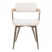 Πολυθρόνα Cameo pakoworld μέταλλο μπρονζέ-white-wash ξύλο-μπέζ ύφασμα 53x49.5x75.5εκ