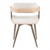 Πολυθρόνα Cameo pakoworld μέταλλο μπρονζέ-white-wash ξύλο-μπέζ ύφασμα 53x49.5x75.5εκ