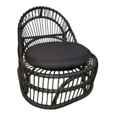 Πολυθρόνα Tromso paakoworld pe rattan σε μαύρη απόχρωση με μαύρο μαξιλάρι 80x85x98εκ