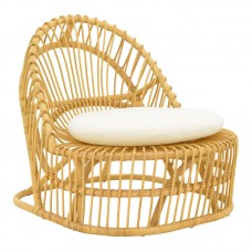 Πολυθρόνα Tromso paakoworld pe rattan σε φυσική απόχρωση με εκρού χρώμα μαξιλάρι 80x85x98εκ