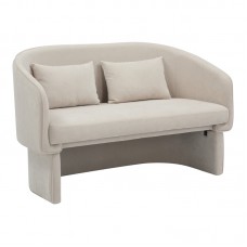 Καναπές διθέσιος Playmob pakoworld ύφασμα σε μπεζ απόχρωση 65x128x79εκ