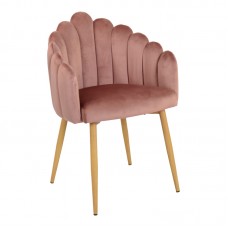 Πολυθρόνα Briella pakoworld ροζ βελούδο ύφασμα και μεταλλικά πόδια σε φυσική απόχρωση 60x56x84εκ