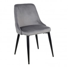 Καρέκλα Zedna pakoworld γκρι βελούδο με μαύρα μεταλλικά πόδια 51x58x84εκ