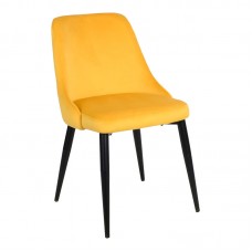 Καρέκλα Zedna pakoworld κίτρινο βελούδο με μαύρα μεταλλικά πόδια 51x58x84εκ