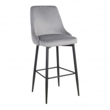 Σκαμπό μπαρ Zedna pakoworld γκρι βελούδο με μαύρα μεταλλικά πόδια 52x57x111εκ