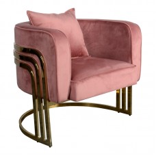 Πολυθρόνα Roblu pakoworld χρυσό μέταλλο και βελούδο σε απόχρωση σάπιο μήλο 72x77.4x70εκ