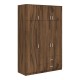Ντουλάπα τρίφυλλη με συρτάρια Royal pakoworld καρυδι-oak 150x58x230εκ