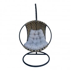 Κούνια φωλιά με βάση Makito pakoworld μέταλλο μαύρο-pvc σε μπεζ- γκρι απόχρωση 100x105x195εκ