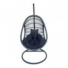 Κούνια φωλιά με βάση Cungo pakoworld μέταλλο - pe rattan σε γκρι απόχρωση 125x105x195εκ