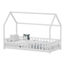 Παιδικό κρεβάτι Callan τ.Montessori με κιγκλίδωμα pakoworld ξύλο πεύκου σε λευκή απόχρωση 90x190εκ